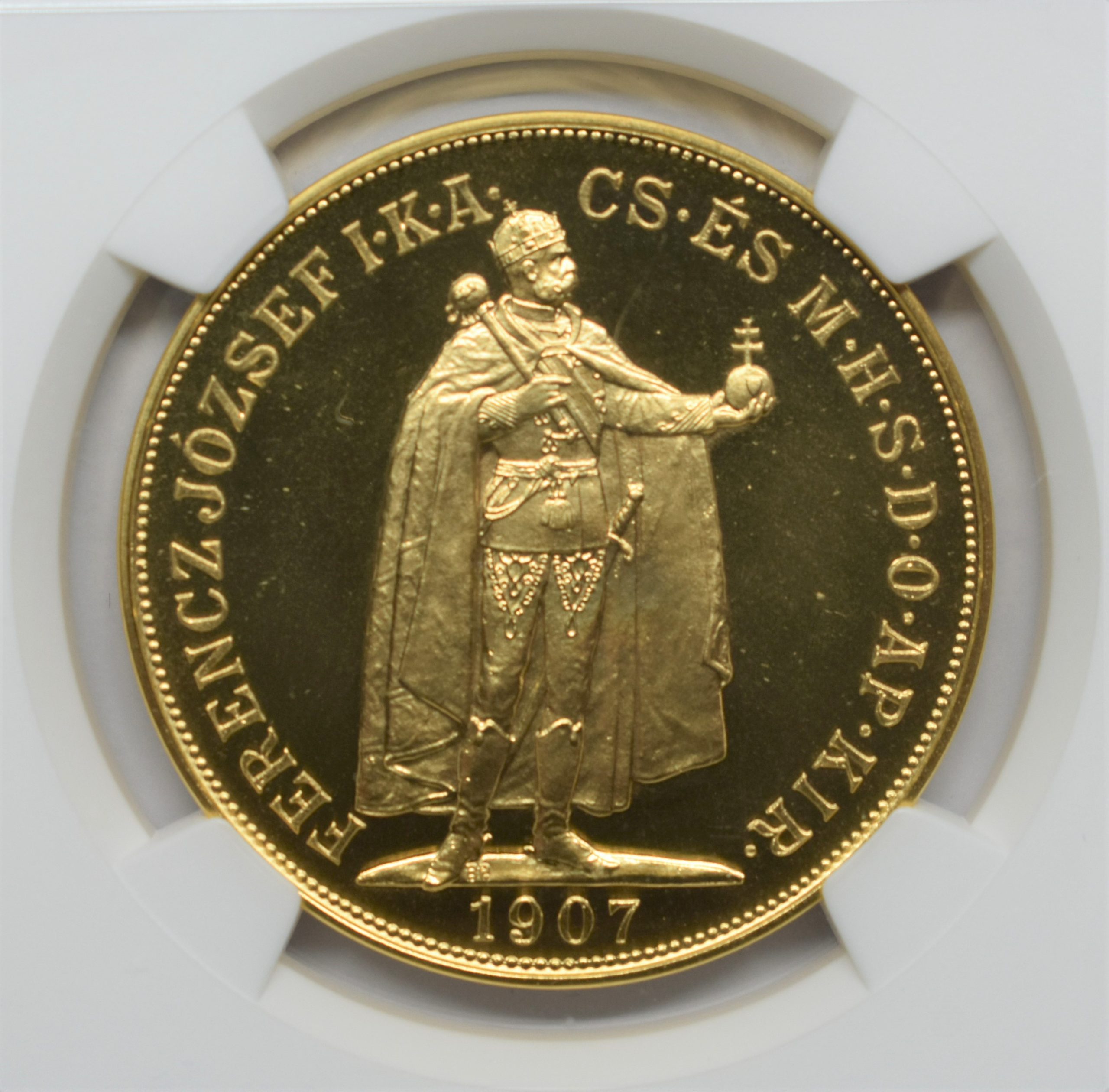 ハンガリー　1908年　10コロナ金貨 ハンガリー王として威厳たっぷりのフランツヨーゼフ1世！珍しい